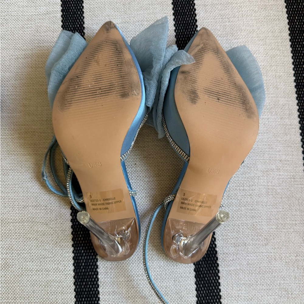 EGO Blue Heels with Bow and Rhinestone Accent Size 5 - Picture 8 of 15